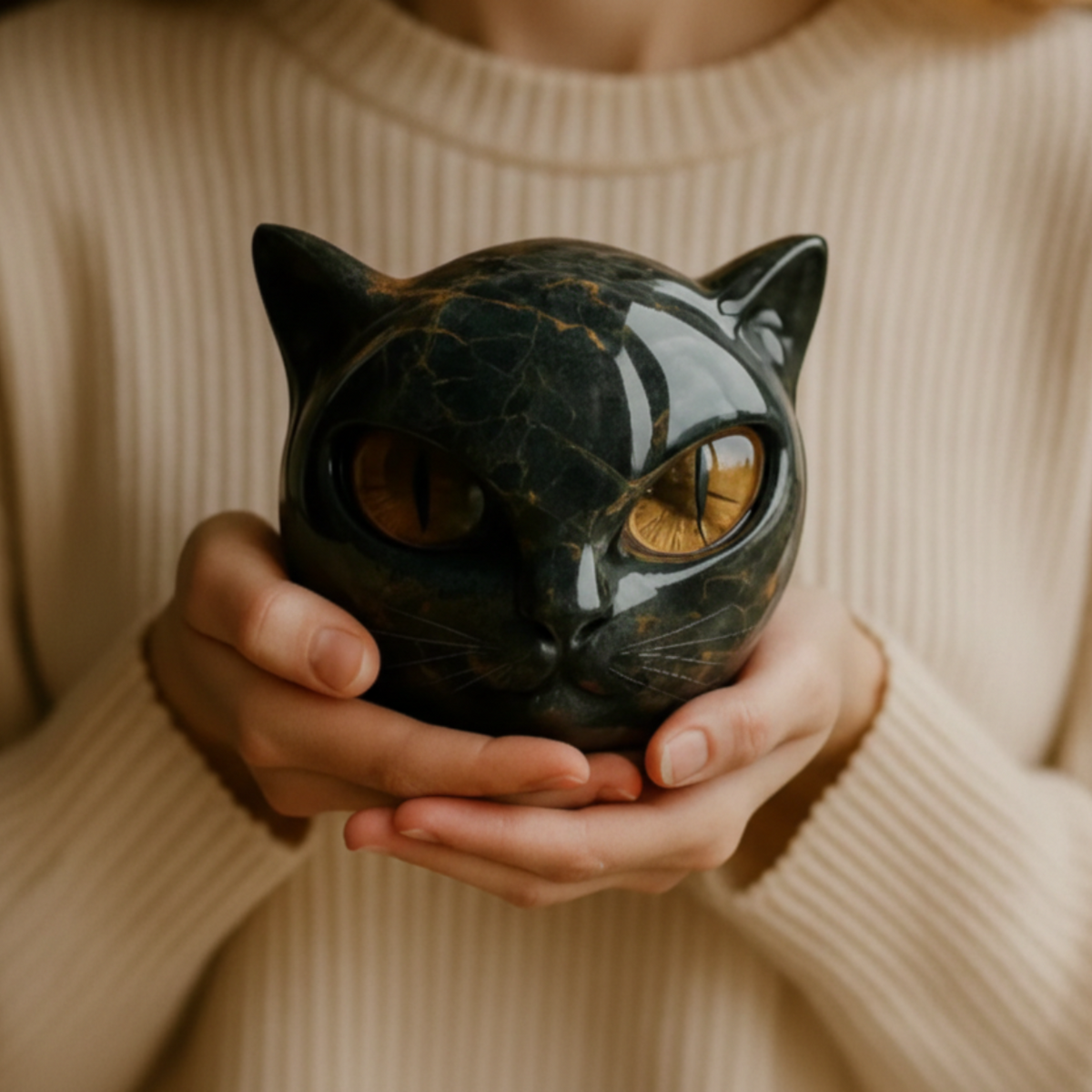 HaleStone® - Large Black Cat Sculpture