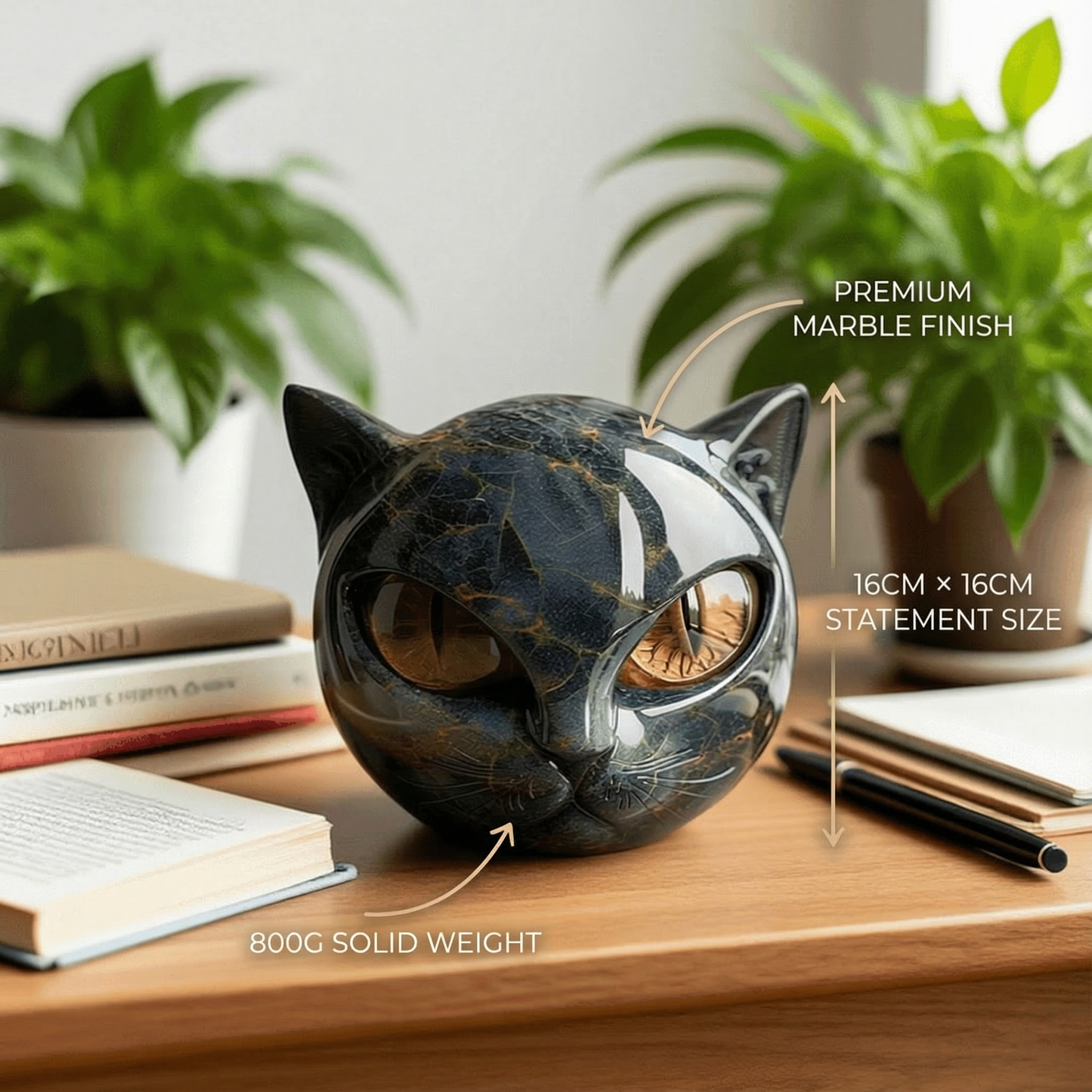 HaleStone® - Large Black Cat Sculpture