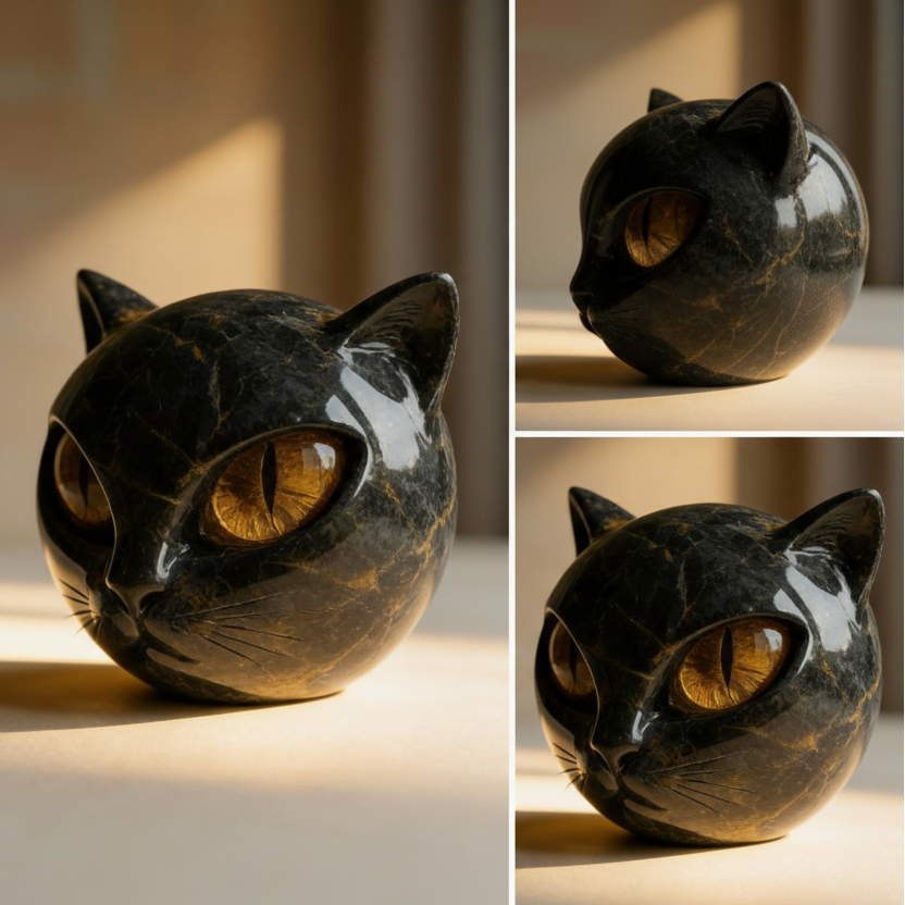 HaleStone® - Large Black Cat Sculpture